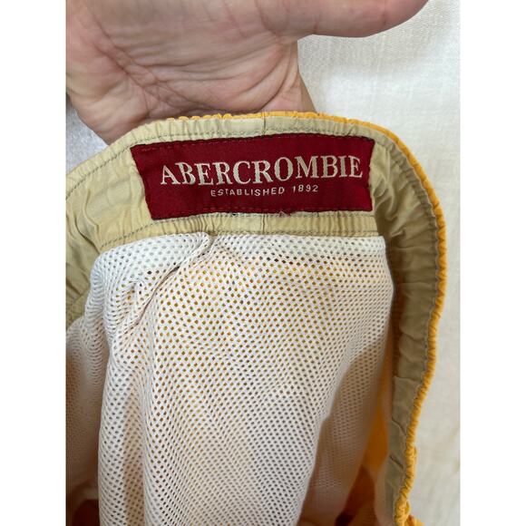 Vintage Abercrombie Swim Trunks Shorts 35 Orange Cargo Mesh Lined - Picture 9 of 9